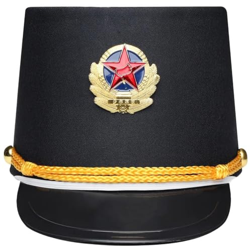 Muteitt Classic Marching Band Hat Adult Toy Soldier Hat Marching Band Major Hat Nutcracker Hat Cosplay Costume Accessory