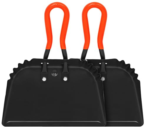 (2PK) Metal Dust Pans Heavy Duty, 12” Outdoor Dustpan with Rubber Handheld Handle, Large Shovel Wide Scoopers for Garage Shop Fireplace Commercial Uses