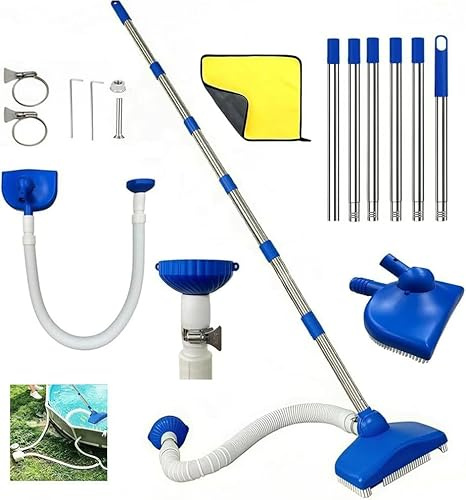 Poolsauger Bodensauger mit Einziehbarer Schlauch 3.5m, Pool Reinigung Bodensauger mit Teleskopstange 2.3m, Staubsauger Unterwasser, Reinigungsbürste für Schwimmbad, Teich, Whirlpool, Bad und Spa