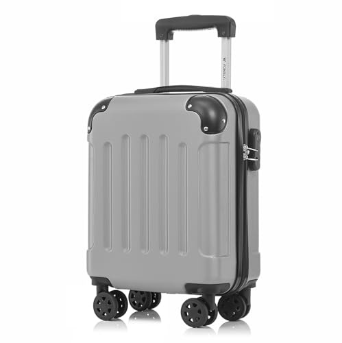 YONSLY Kabinenkoffer mit abnehmbaren Rädern, S Koffer Suitcase Hellgrau, Trolley Reisekoffer, Rollkoffer Handgepäck mit 4 Rollen 360°, Hartschalenreisekoffer, Zahlenschloss, Gummigriff