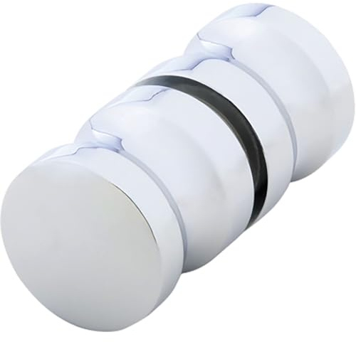 Dorma-Glas 08606 Duschtürknopf, Türgriff Türknauf Glastürgriff, beidseitige Griffmulde, Aluminium glanzverchromt, ø 37,5 mm, für Glasstärke 6-8-10 mm