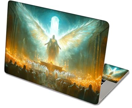 DISUOFEART Aesthetic Laptop Skin Sticker, Angel in Temple Fantasy Painting Waterproof Vinyl Laptop Decal, Removable Bubble Free, Reusable Protective Cover for 13 14 15 15.6 Inch