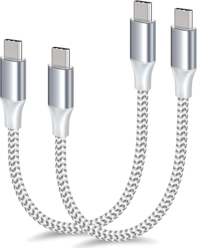 60W USB C to USB C Cable,Short Braided USB C Fast Charging Cable (2Pack) | Type C to Type C Cable for iPhone 17/16/15 Pro Max Samsung Galaxy S24/S23/S22,High-Speed Data Transfer,MFi Certified