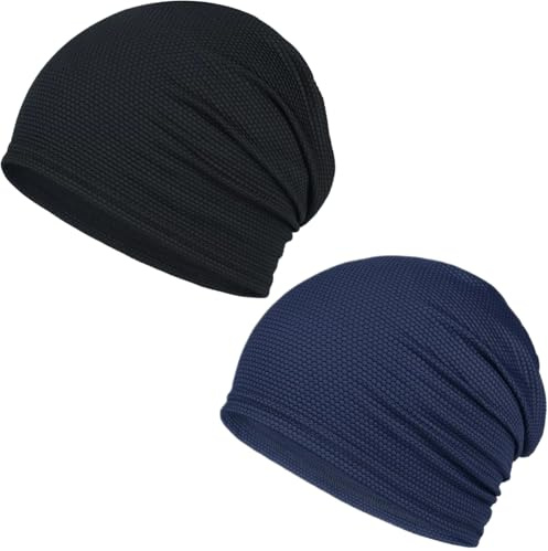 Djfkey 2 Stück dünne einschichtige Sport-Stretch-Beanie Unisex | Atmungsaktiv, Schnelltrocknend, Schweißfest, Unisex, Für Radsport, Motorrad, Laufen, Klettern