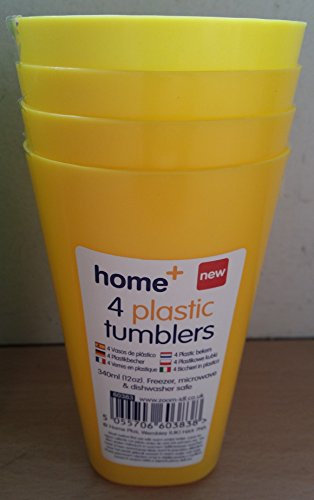 4 Pack Plastic Tumblers Pastel Yellow Party Event Picnic BBQ Buffet