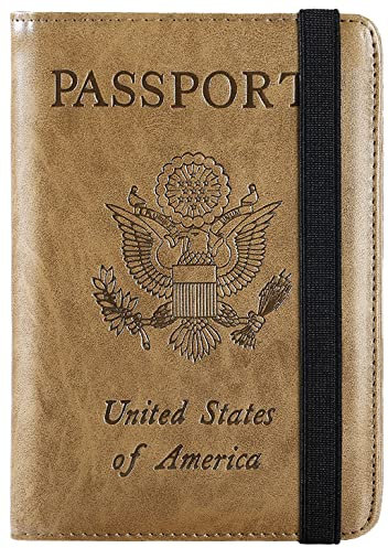 PASCACOO Reisepasshülle, Brieftasche, Reiseutensilien, RFID-blockierend, Leder, Kartenetui, internationales Must-Have, Reisezubehör für Damen und Herren, Braun, Classic