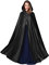 BEAUTELICATE Umhang Damen mit Kapuze Satin Cape Mantel Lang für Hochzeit Brautkleid Fasching Halloween Kostüm Mittelalter Robe Vampir Hexen (Schwarz, Einheitsgröße)