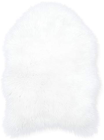 Teppich Wölkchen – Flauschiger Hochflor-Teppich Schlafzimmer - Schaffell Kunstfell Lammfell - Bettvorleger & Läufer - weicher Fellteppich - rutschfeste Stuhlauflage - Weiss - 80x120cm