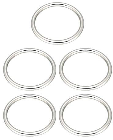 sourcing map 5 Stück Metall O-Ring Schnalle geschweißt 70 mm x 60 mm x 5 mm für Hardware Taschen Ring Hand DIY Zubehör