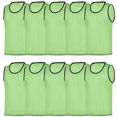 RHINOS sports Trainingsleibchen 10er-Set aus atmungsaktivem Mesh, 5 Farben, Größen 128–XL, Markierungshemden für Fußball, Handball, Schule und Verein