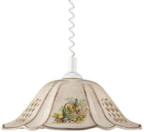 Helios Leuchten 207065 Küchenlampe Keramiklampe braun | Pendellampe Pendelleuchte aus Keramik | höhenverstellbare Keramikleuchte | Hängelampe 1 x E27