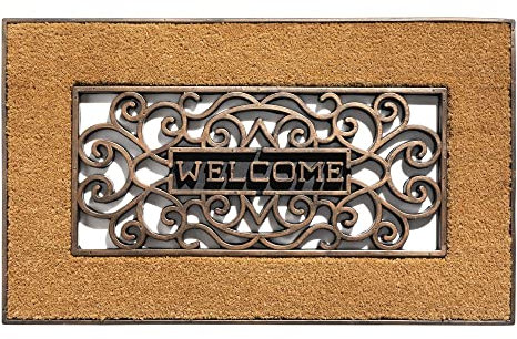 Hamat Gummi Kokos Fußmatte Mathara Welcome Natural 45 x 75 cm Schmutzfangmatte Fußabtreter