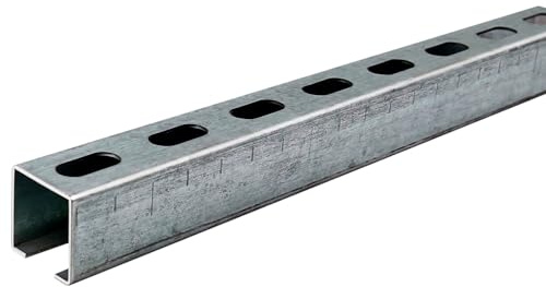 Dalsys 10x Montageschiene 38/40, Schienenkonsole 200cm Silber | Verzinkte Montageschiene für Deckenmontage, belastbare C Profil Schiene, Lochschiene und Installationsschiene