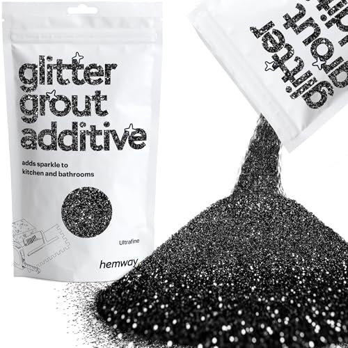 Hemway Glitter Grout Additive - Black | Ultrafine Metallic Flakes for Adding Sparkle to Old & New Kitchen & Bathroom Tiles | Enhance Your Indoor Grouting Projects with a Sparkly Effect | 100 g