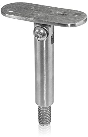 PRIOstahl Handlaufhalter für Rohr Handlaufträger Geländerhalterung Rohrhalter - 1 x Handlaufstütze mit M10 Gewinde stellbar mit Anschraubplatte Flach für Vierkantrohr aus Edelstahl V2A