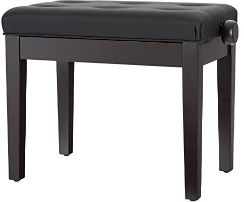 Classic Cantabile Pianobank Modell D - Hochwertige Pianobank - Schwarzes Polster aus Kunstleder mit Kapitonierung - Höhenverstellbar von 47,5-55,5 cm - 4-fache Kreuz-Mechanik - Rosenholz Matt