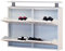 Zapatero Slim 2+2 de 4 puertas horizontal, de metal, blanco, con útil estante de apoyo. Capacidad para hasta 12 pares de zapatos y botas en solo 15 cm. Garantía de 15 años. Interiores y exteriores