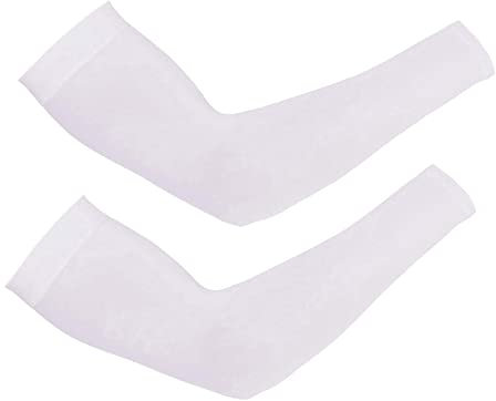 CMC-PROGEAR Ärmlinge Arm Ärmel rutschfest Armwärmer Sleeves UV Sonnenschutz Armstulpen für Damen Herren Radsport Wandern Laufen Golf Basketball Fahren im Freien Sport (2 Paar: Weiß)