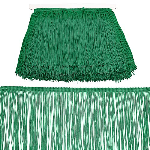 OLYCRAFT 10m Nähen Fransen Borte Grüne Fransenborte Spitze Lampenschirm Dekoration Trim Für DIY Kleidung Handwerk Latin Kleid 155mm Breit
