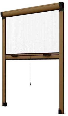Zanzariera per Finestra a Rullo in Kit riducibile fai da te vari colori con frizione per finestre (140x160, Bronzo)