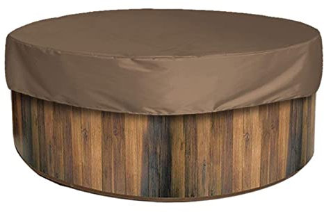PRELGOSP Copertura Vasca Idromassaggio Esterna, Copertura Spa Rotonda Anti-UV e Antipolvere, Copertura Vasca per Vasca Idromassaggio e Vasca Idromassaggio,caffè,190 * 30cm