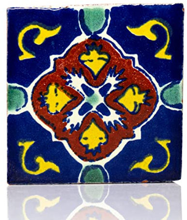 Generisch Fliese 5 x 5 cm Keramikfliese bunt handgemacht aus Mexiko - Mosaikfliese Dekorfliese Fair Trade Jardin Azul (Dolores)