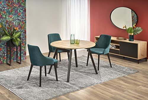 Design Esstisch Tisch HAR-111 Eiche Artisan - Schwarz matt rund ausziehbar 102 bis 142 cm
