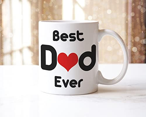Mug et dessous-de-verre avec inscription « Best Dad Ever » - Cadeau d'anniversaire, de fête des pères, de fille, de fils (mug)