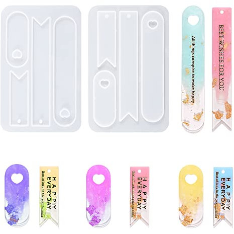 Weenkeey 2 Stück Lesezeichen Silikonform Oval Dreieckig Schwanz Lesezeichen Epoxidharz Formen Lesezeichen Gießformen für DIY Handwerk