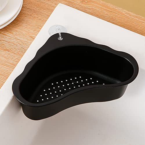 Filtre suspendu - Égouttoir d'évier - En acier inoxydable - Panier filtrant triangulaire pour évier - Passoire d'angle - Panier de rangement pour légumes et fruits - Noir