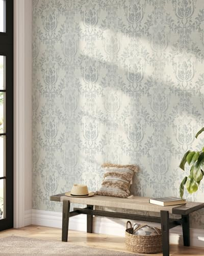 Coloritto Trendy Damask Peel and Stick Wallpaper | Removable Self Adhesive Vintage Damask Pattern | Baroque Wallpaper (1 roll 24 W x 96 H)