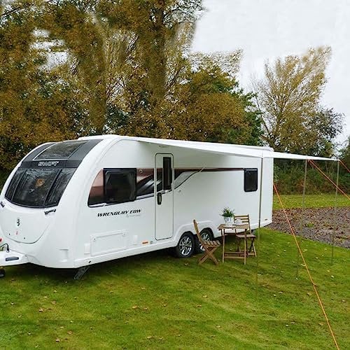 Unikka Comfort Wohnwagen Sonnensegel Caravan Tarp 4 x 2,4 m Sonnendach inkl. Aufstellstangen UV 50+ Schutz wasserdicht 5000 mm