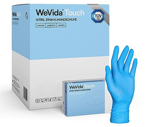 WeVida®Touch 1000x Einweghandschuhe XL, strapazierfähige reißfeste Gummihandschuhe, latexfrei, puderfrei Nitrilhandschuhe für Kochen, Reinigen, Tattoo & Nagelpflege
