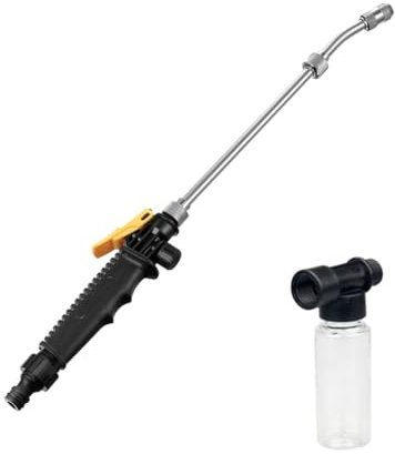 Stainless Steel Garden Hose Spray Gun Set High Pressure Water Nozzel Washer Wand Power Spray Tool with Foam Bottle for Car Washing Pets Shower Gardening