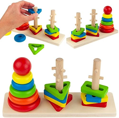 Holzspielzeug - Farb- und Formen - Sortierspiel | Optimal für das Trainieren der Geschicklichkeit Sortierpuzzle aus Holz EIN hölzerner, bunter Sortierer zum Ordnen Montessori-Spielzeug