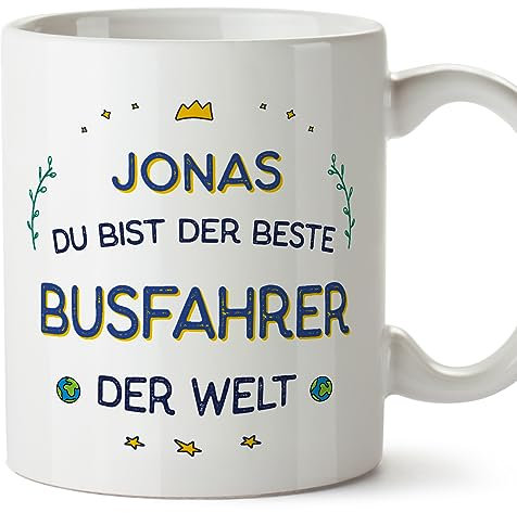 Mugffins Tassen Personalisierten für BUSFAHRER Mann - Auf Deutsch - Beste der Welt - 11 oz / 330 ml - Individuell Anpassbar Geschenk Mitarbeiter