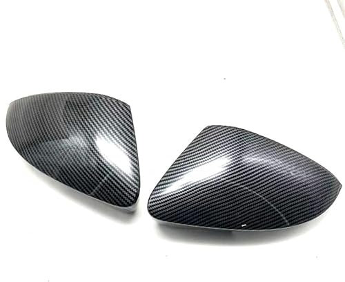 Spiegelabdeckungen Für Skoda, Spiegelkappen Carbon-Korn Glänzend Seitenspiegel Abdeckungen für Skoda Octavia III (Type 5E) Saloon/Combi 2013-2017 für VW T-ROC 2018-2021, Perfekter Ersatz, ABS