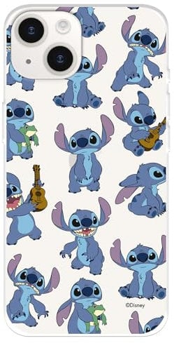Official Lilo & Stitch Pattern iPhone 15 Plus Case, Transparent to Protect Your Mobile Phone, Flexible Silicone iPhone Case with Official Disney License