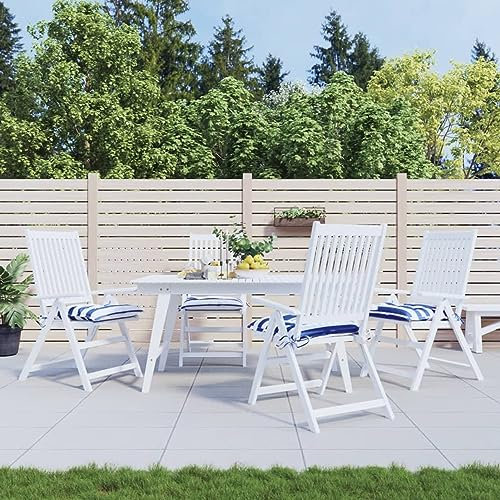Homgoday Stuhlkissen 4 STK. Gartenstuhlkissen Gartenstuhlauflagen Stuhlauflage Gartenstuhlkissen Sitzpolster Sitzkissen Stuhl Sitzauflage Blau & Weiß Gestreift 50x50x7cm Oxford-Gewebe
