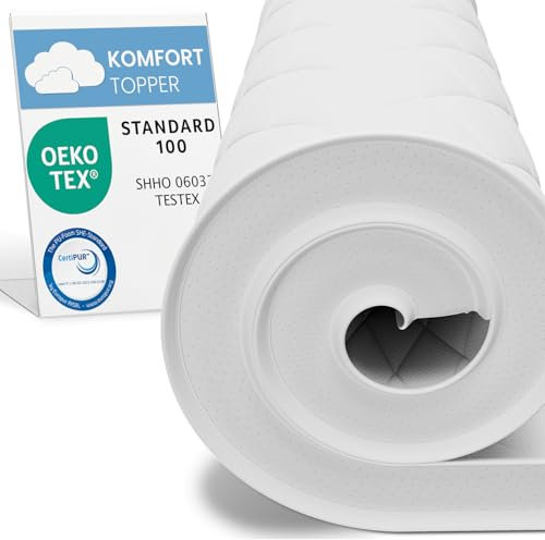 ELONEO Komfortschaum Matratzen Topper 140x200cm mit 5 cm Höhe, atmungsaktiver Matratzentopper, Matratzenauflage, Mattress Topper für Bett und Boxspringbett