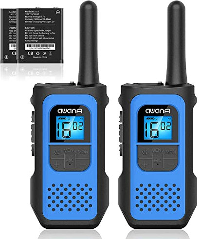 AWANFI Talkie Walkie Enfants Rechargeable 2 Pièces, Talkie-Walkie Longue Portée, Walkie Talkie USB C avec 16 Canaux, Toki walki Adulte PMR446 avec VOX pour Activités Extérieures, Randonneé, Vélo