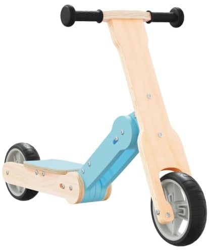 vidaXL Kinderroller 2-in-1, Klappbar Kinderlaufrad mit verstellbarem Sitz Lenker, Laufrad Roller für Kleinkinder ab 2 Jahre, Kinderrad Lernlaufrad, Hellblau