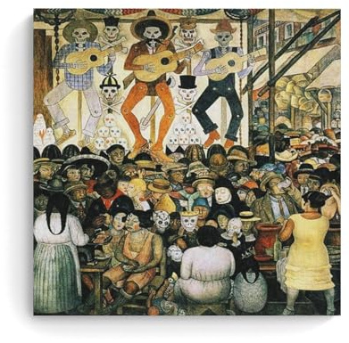 Diego Rivera berühmte Malerwerke (Der Tag der Toten) Druck Poster Leinwand Kunst und Wandkunst Bild Druck Moderne Familie Schlafzimmer Dekor 60 x 60 cm