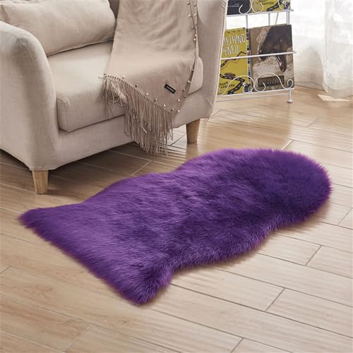 Bici kunstfellteppich, Kunstfell Schaffell Imitat Wohnzimmer Teppiche Flauschig Gemütliches Schaffell Bettvorleger Sofa Matte, kunstfell Teppich, kunstfellteppich (Lila,40 x 60 cm)