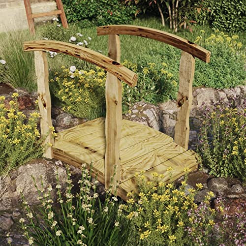ARKEM Ponte Ponticello da Giardino in Legno per Laghetto con Passerella ad Arco, Impermeabile per Esterni,Ponte da Giardino con Ringhiera in Massello di Pino Impregnato