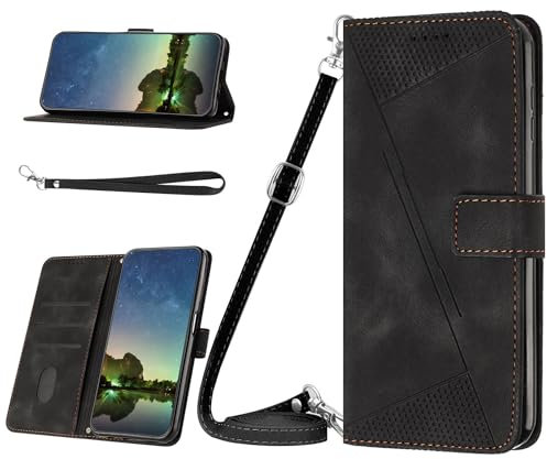 GoodcAcy Coque avec Cordon pour Tecno Spark 20 Pro+,Étui Portefeuille Housse Arrière avec Etui Protection Housse Premium en Cuir PU,[Porte-Cartes] Lanyard Case Cover,Noir
