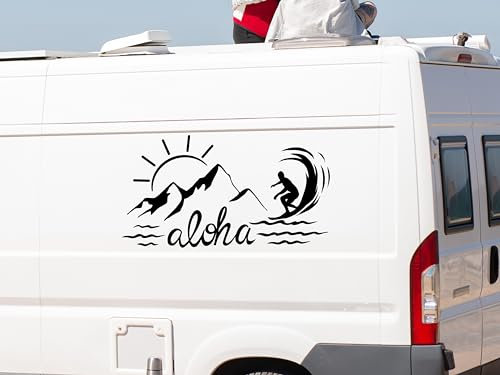 KLEBEKÖNIG Wohnmobil Wohnwagen Aufkleber - Aloha Surfer Surf - Camping Autoaufkleber Reisen Van Bus Dekor Caravan Wohnanhänger Camper