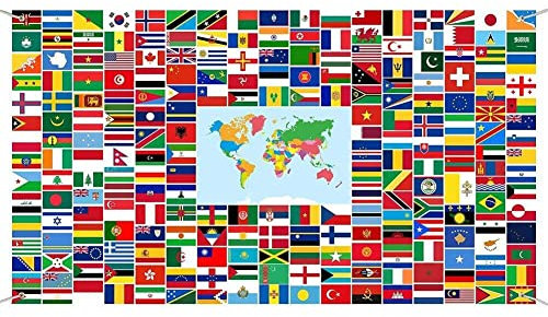 Bannière de Drapeaux internationaux, bannière de Drapeau du Monde avec œillets métalliques pour décoration de Fond, Drapeau du Monde, décoration de Salon de Maison