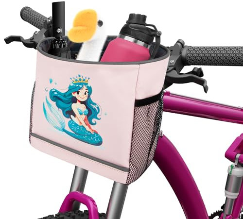 HERBYD Kinder Laufrad Lenkertasche Fahrrad, Lenker Fahrradkorb Fahrradtasche Laufradtasche Lenkerkorb, Dreirad Scooter Roller Tasche Zubehör Kinderfahrrad (Meerjungfrau)