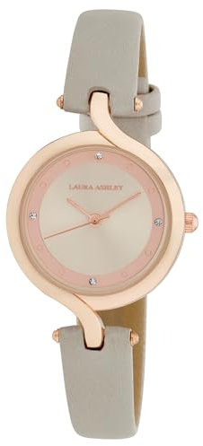 Laura Ashley LA2102 Damen-Armbanduhr, 30 mm, T-Stange, veganes Lederarmband, Ros gold, Modern